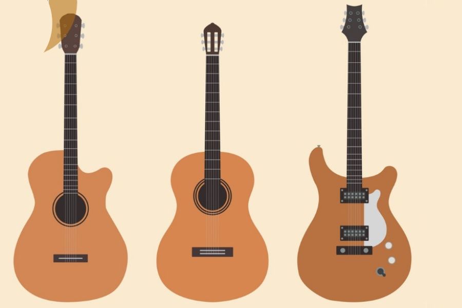 Acoustic electric guitar may have cutaway designs for you to reach higher frets easier.