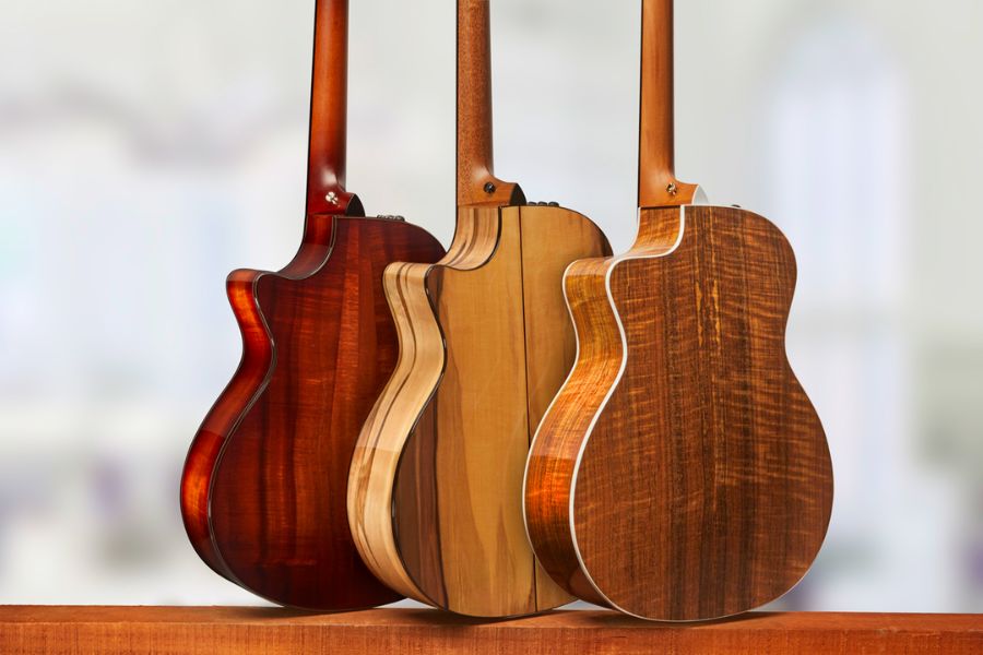 different woods are paired with different guitar bodies