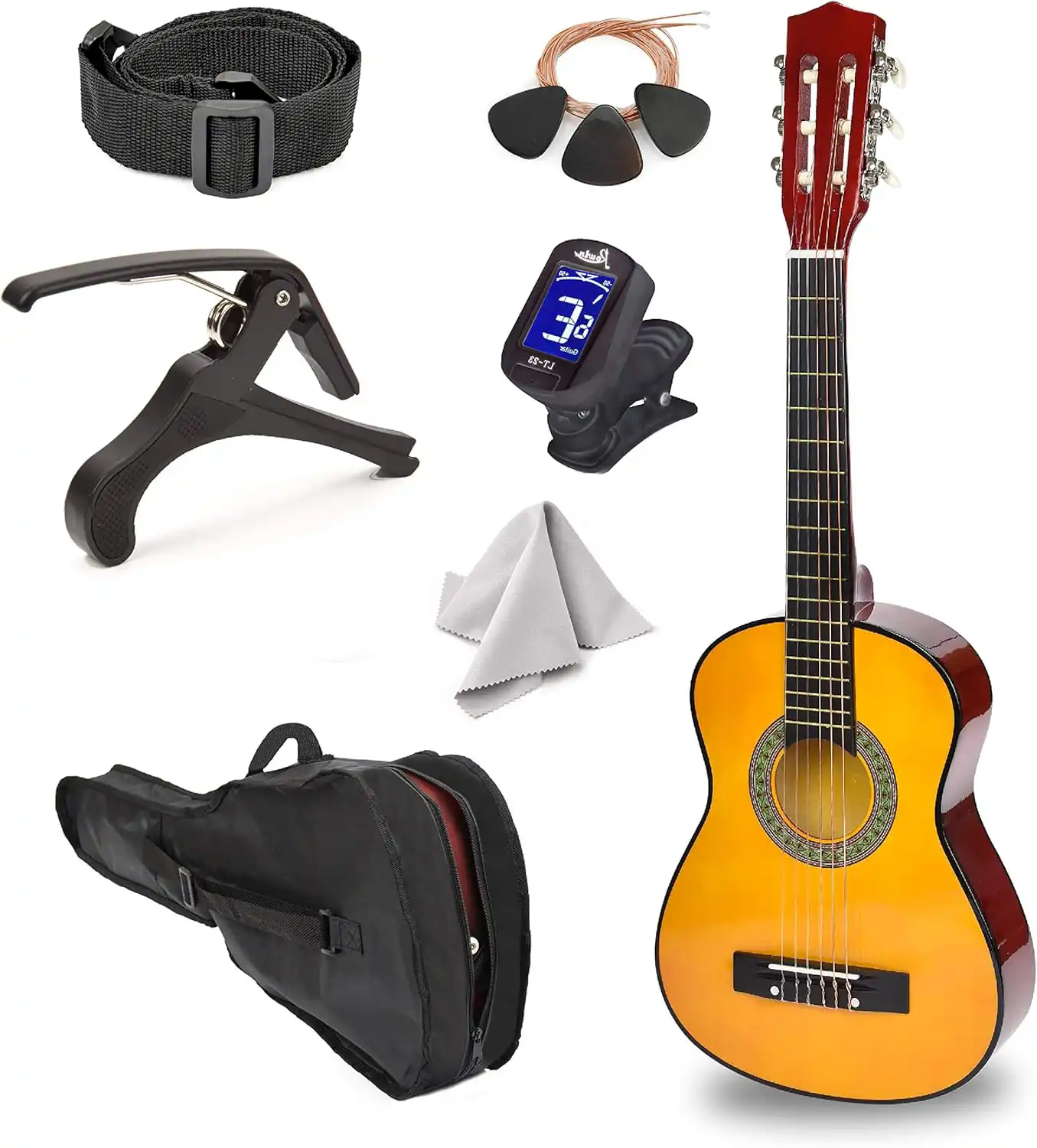 Left-handed Wood Guitar with Case & Accessories for Kids